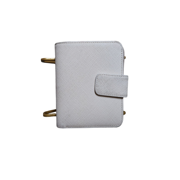 agnès b. White Bi-Fold Wallet – Saffiano Leather, Gray Lining, Minimalist French - Picture 2 of 9